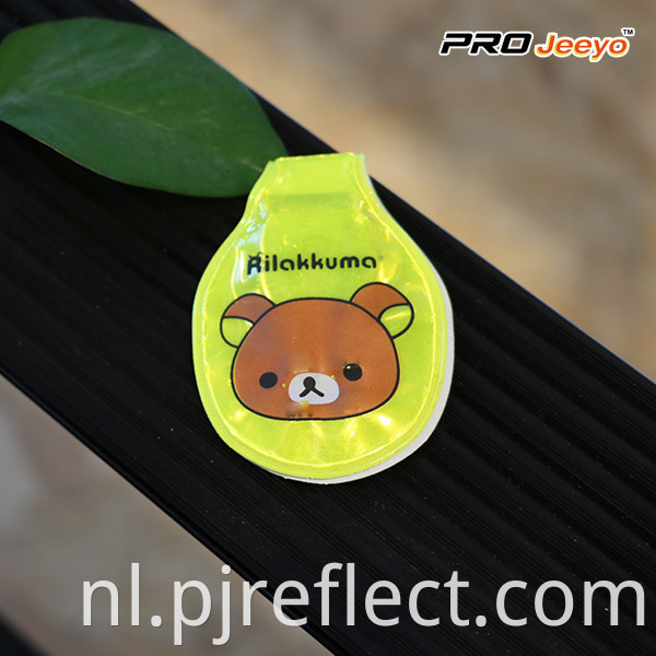 Reflective Fluo Yellow Bear Led Light Magnetic ClipCJ-PVC008